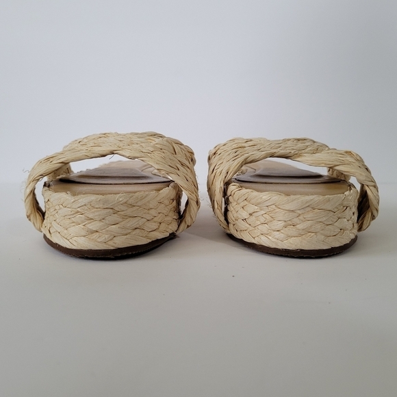 Kaanas Inagua Slip-On Sandals Natural Raffia & Leather Platform Women's Size 7 - Picture 3 of 11